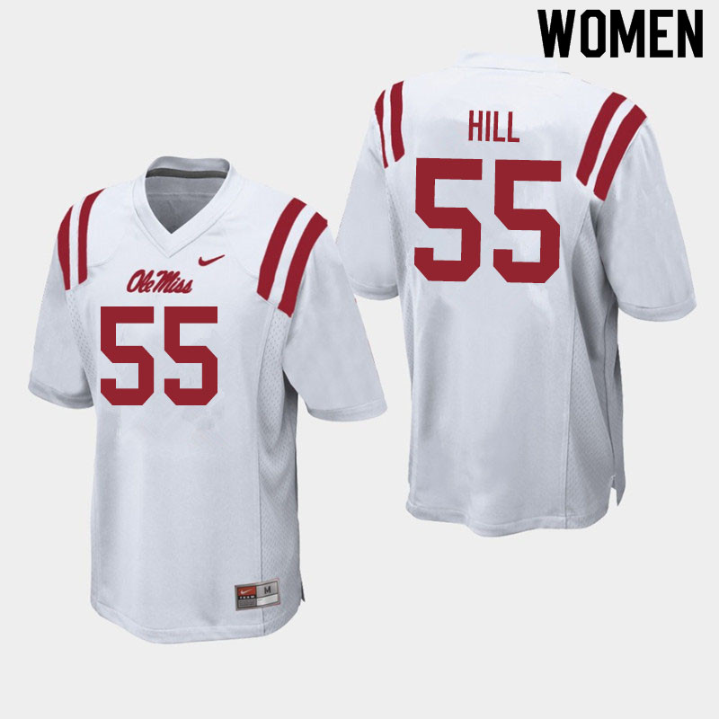 KD Hill Ole Miss Rebels NCAA Women's White #55 Stitched Limited College Football Jersey CII0158PT
